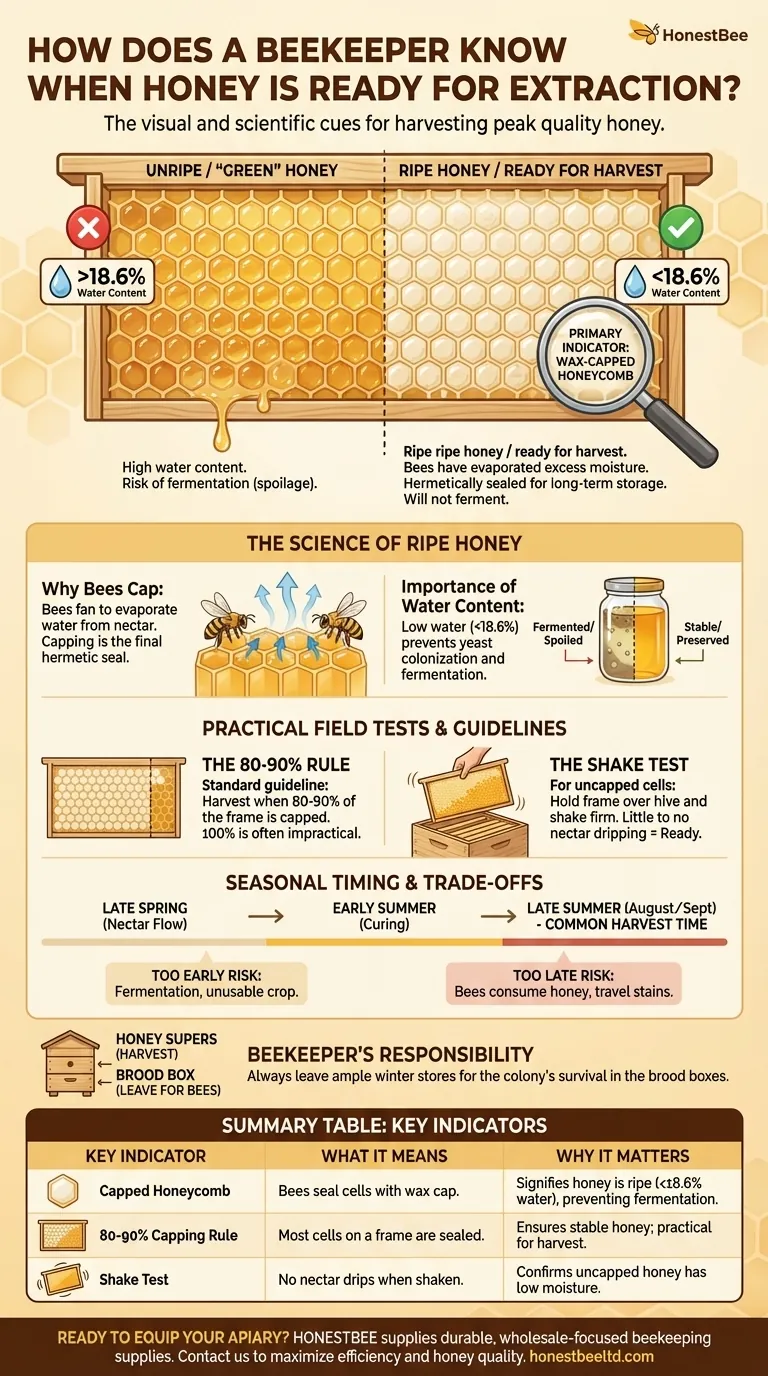How does a beekeeper know when honey is ready for extraction? Identify the Signs for a Perfect Harvest Visual Guide
