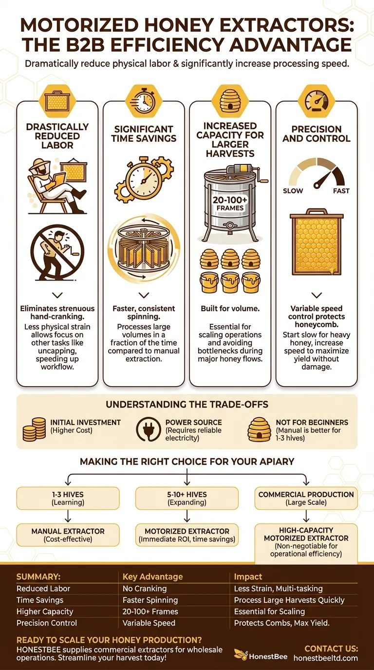 What are the benefits of motorized honey extractors? Save Time & Labor in Your Apiary Visual Guide