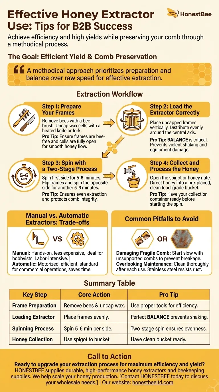 如何有效使用摇蜜机？最大化您的蜂蜜产量并保护蜂巢 图解指南
