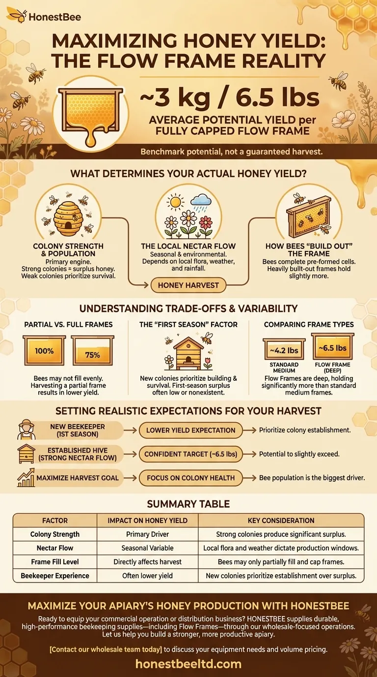 하나의 플로우 프레임에서 얼마나 많은 꿀을 얻을 수 있나요? 프레임당 최대 6.5파운드 생산 가능 시각적 가이드