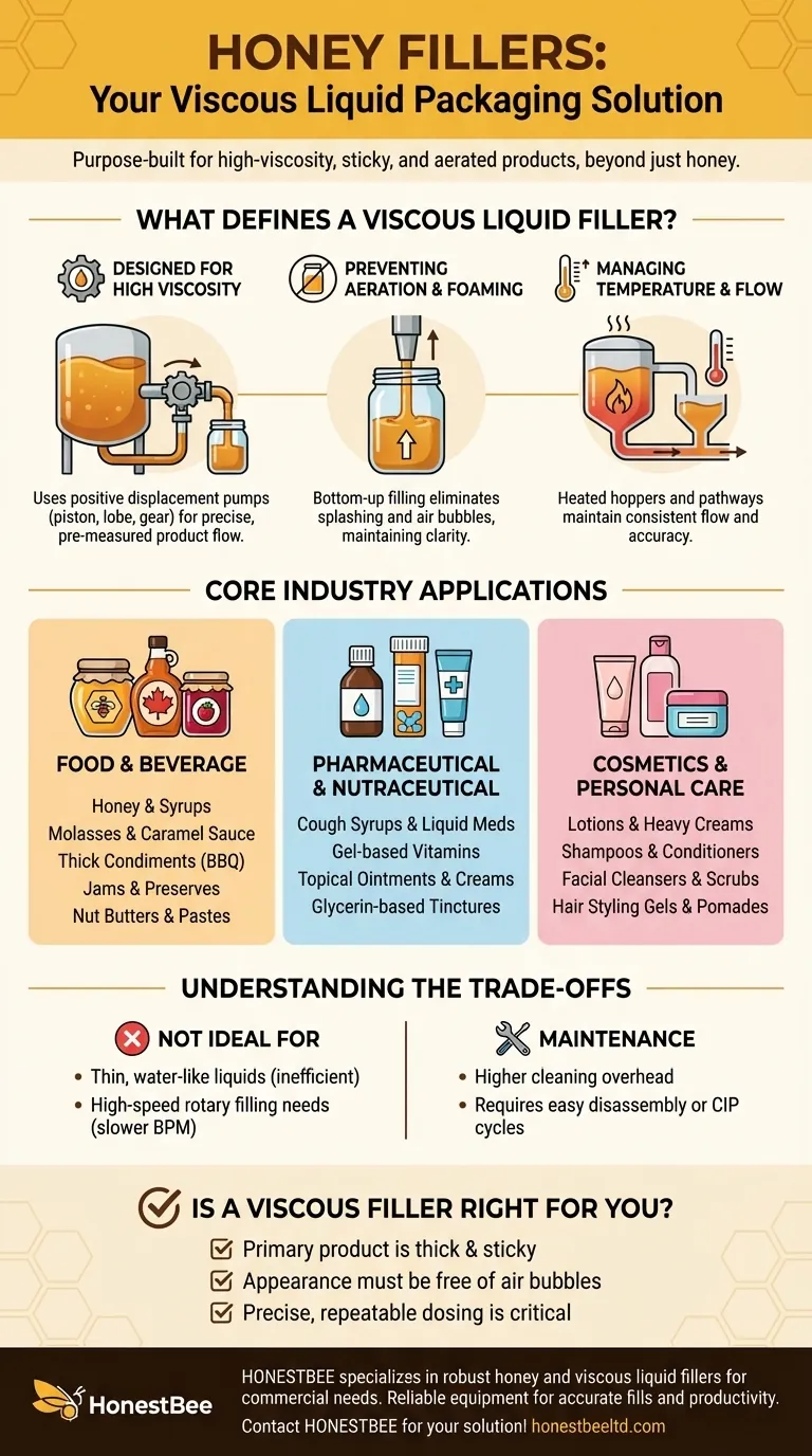 What industries are honey fillers recommended for? Optimize Viscous Liquid Packaging Visual Guide