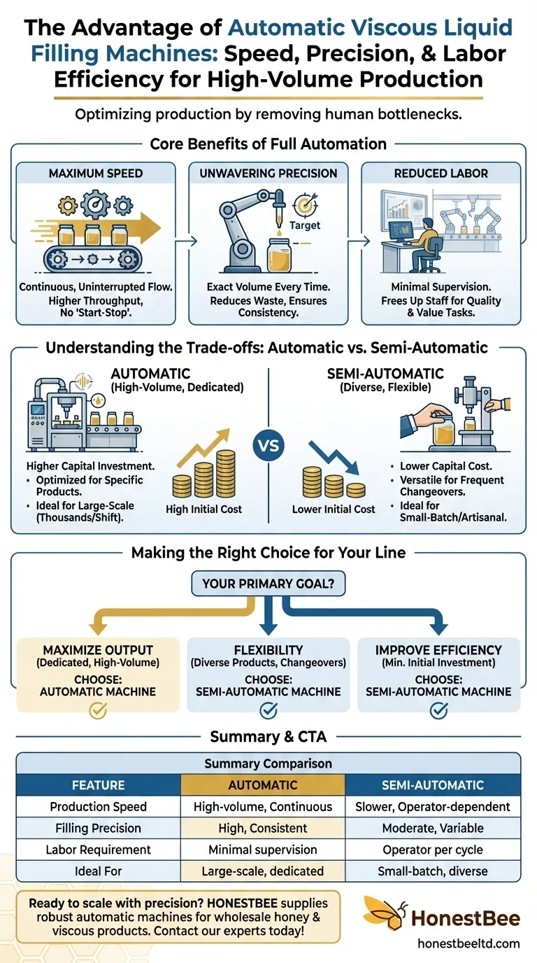 ما هي الميزة الرئيسية لآلة تعبئة السوائل اللزجة الأوتوماتيكية؟ تعظيم السرعة والدقة دليل مرئي