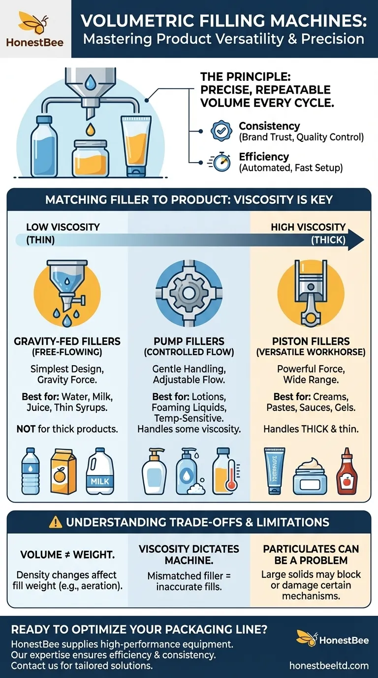 Que tipos de produtos as máquinas de enchimento volumétrico podem manusear? De líquidos finos a pastas espessas Guia Visual