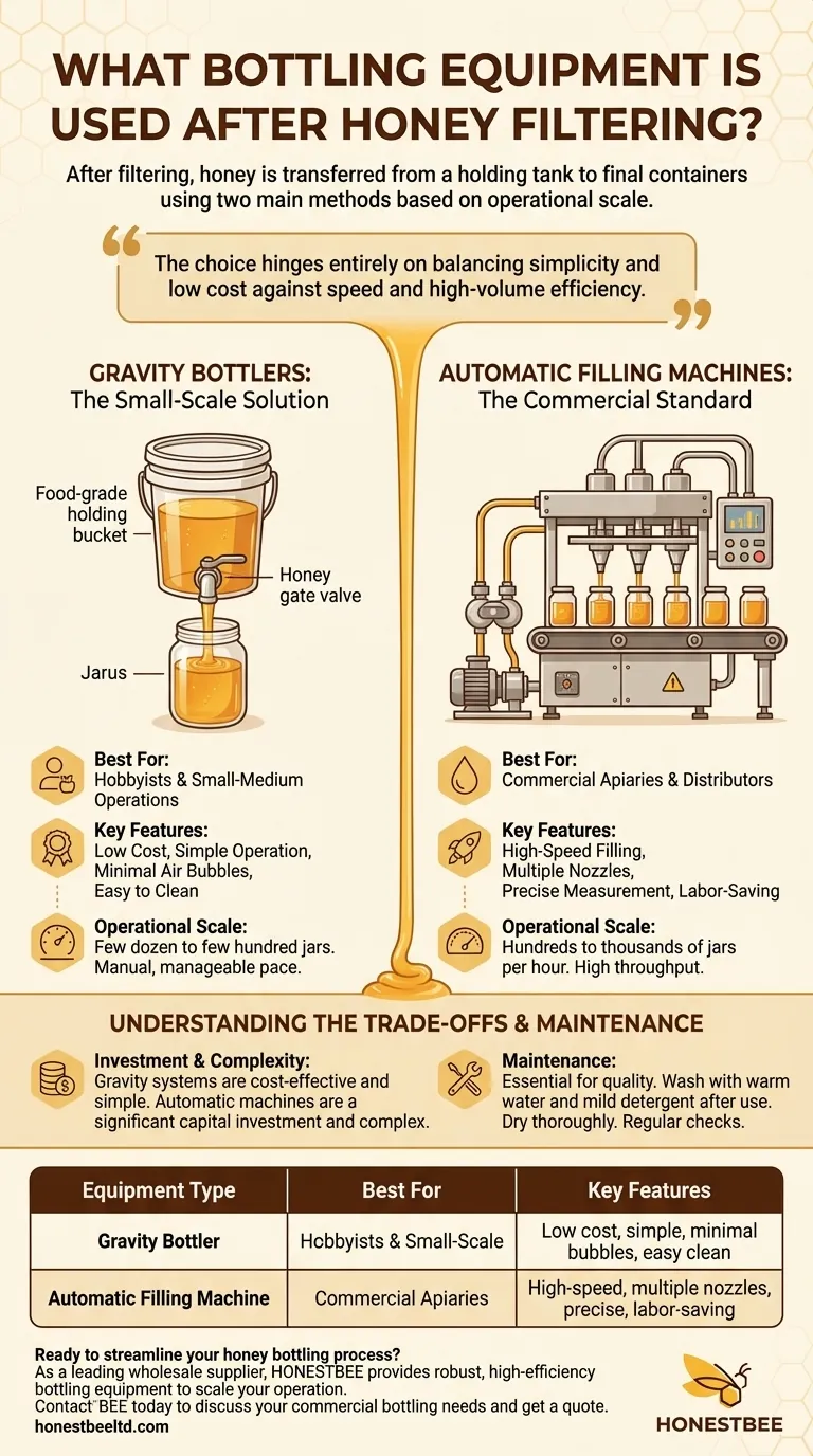 What bottling equipment is used after honey filtering? Choose the Right System for Your Scale Visual Guide