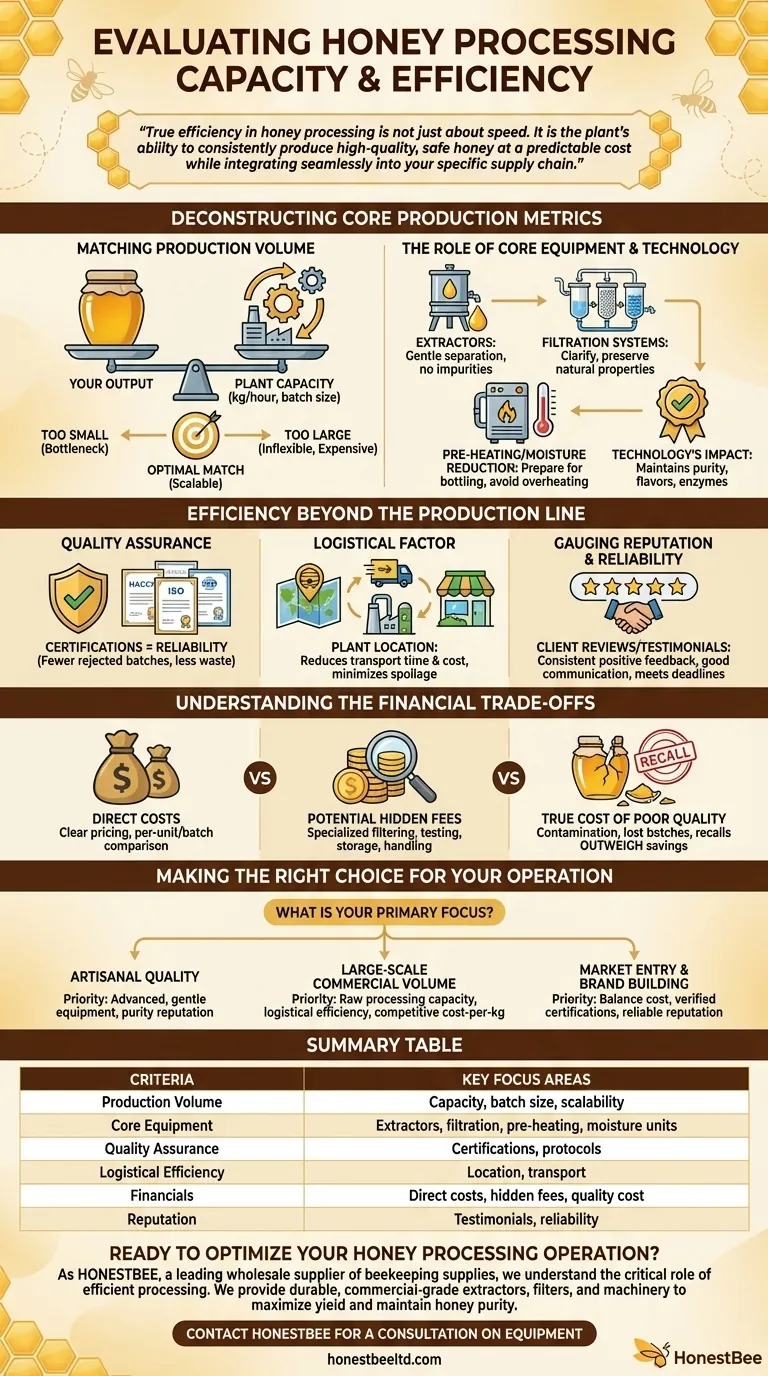How should production capacity and efficiency be evaluated in a honey processing plant? Optimize Your Honey Supply Chain Visual Guide