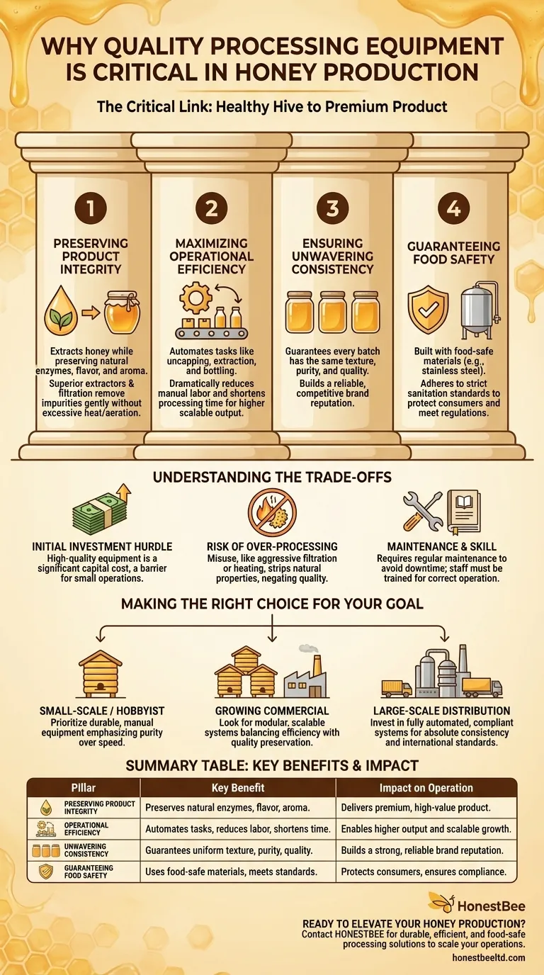 Por que o equipamento de processamento de qualidade é importante na produção de mel? Garanta Pureza, Eficiência e Reputação da Marca Guia Visual
