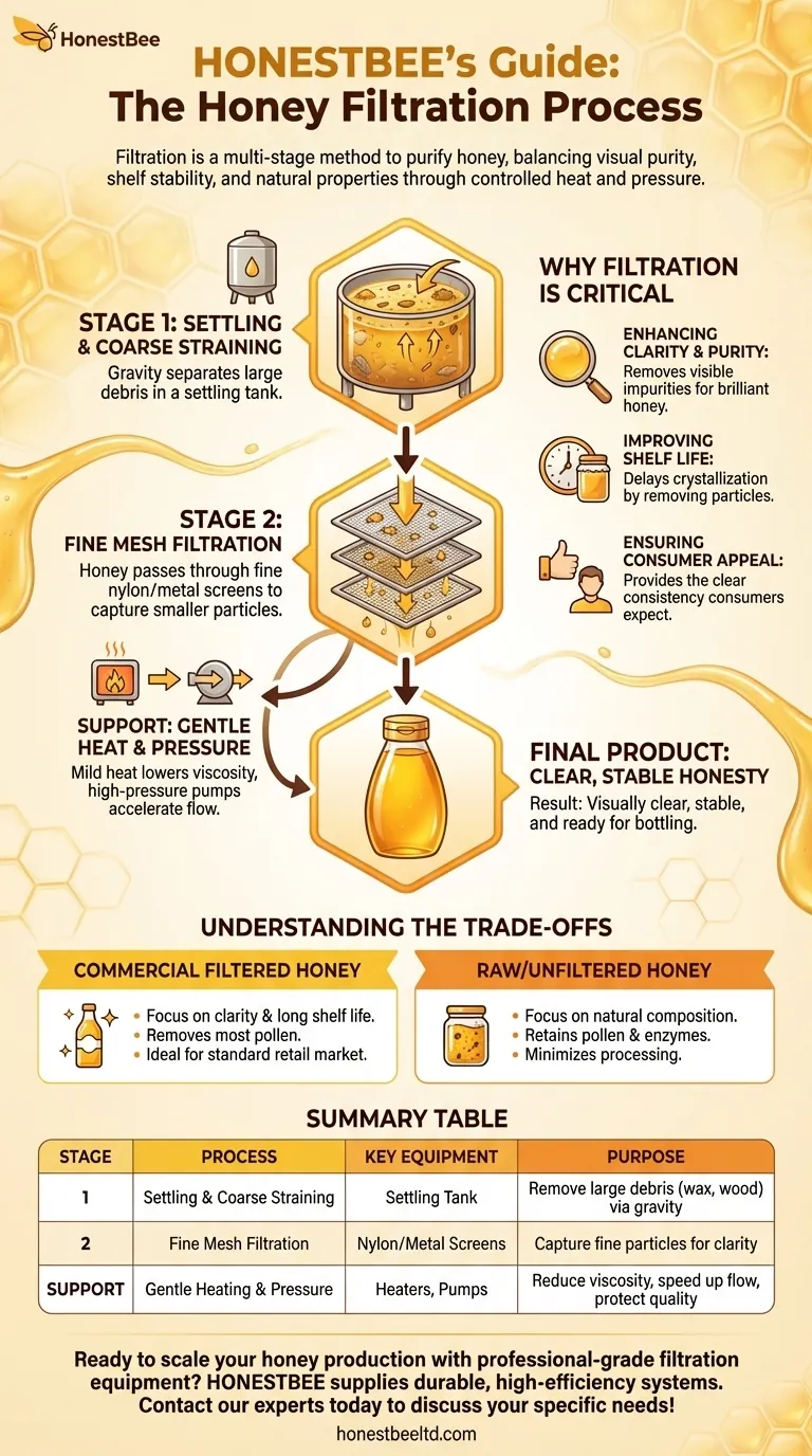 ¿Cuál es el proceso de filtración en el procesamiento de la miel? Una guía para la pureza y la vida útil Guía Visual