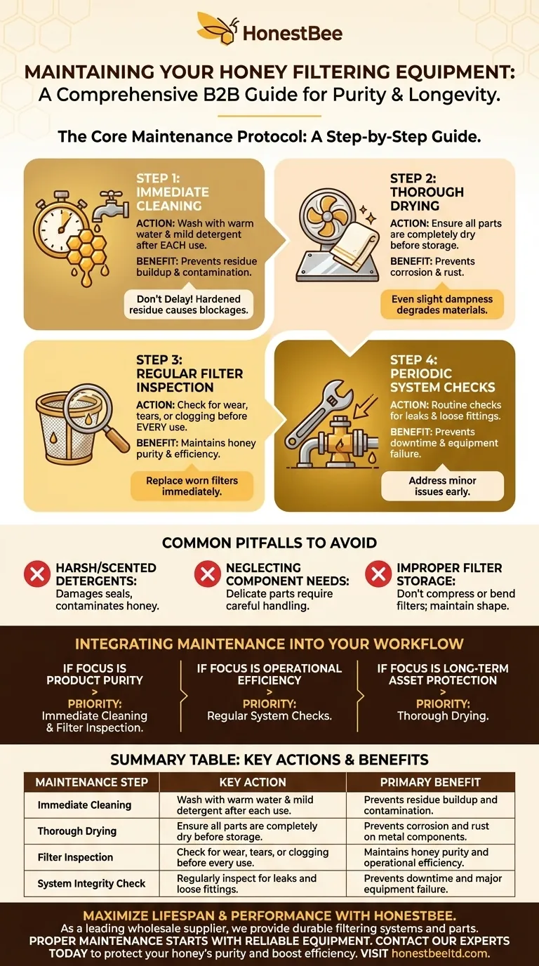 Comment l'équipement de filtration du miel doit-il être correctement entretenu ? Prolonger la durée de vie de l'équipement et protéger la pureté du miel Guide Visuel