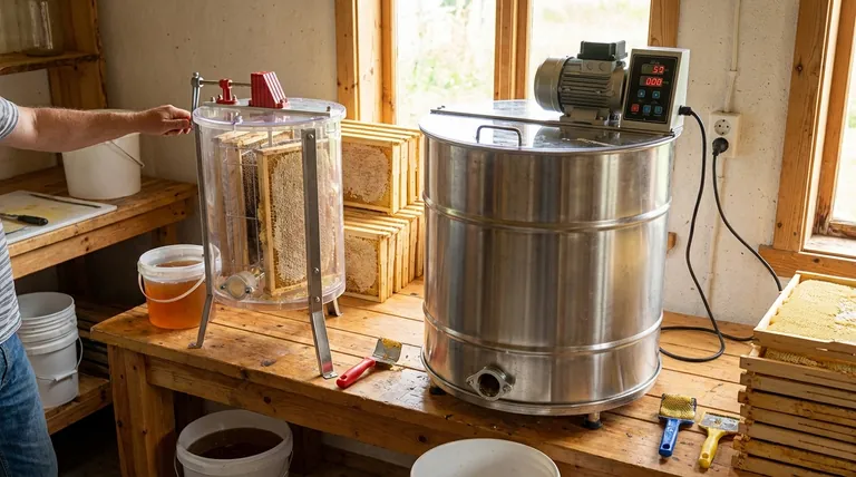 ما الفرق بين عصارات العسل اليدوية والآلية؟ اختر الأداة المناسبة لحجم تربية النحل لديك