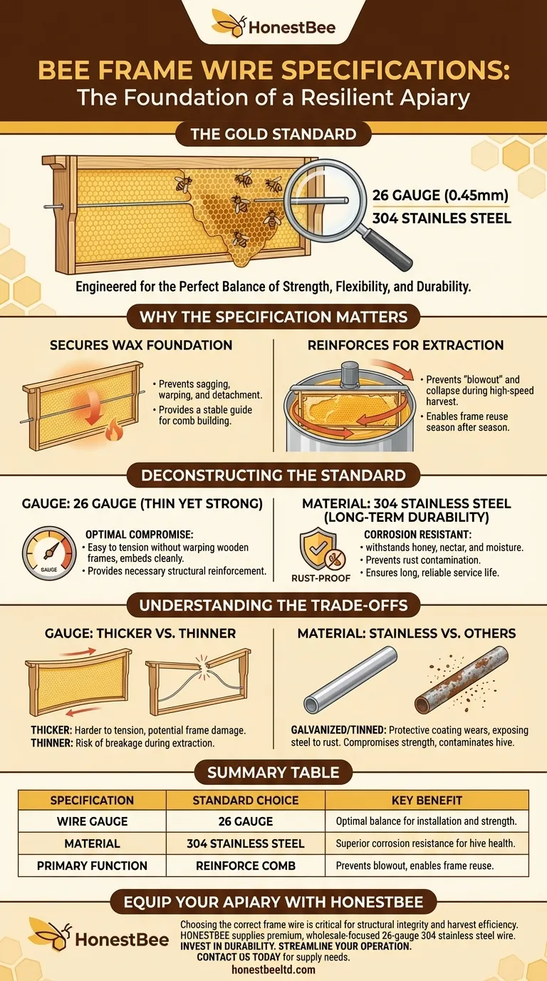 What is the wire gauge specification for bee frame wire? The Standard for Strong, Durable Hives Visual Guide