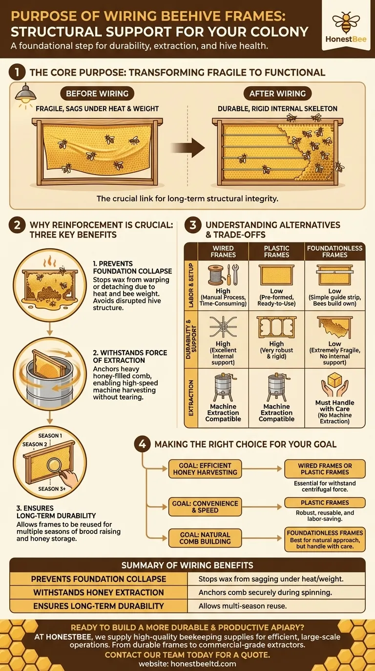 What is the purpose of wiring frames in beekeeping? Ensure Hive Durability & Efficient Honey Harvests Visual Guide