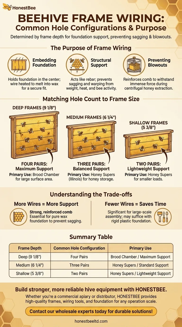 What are the common hole configurations for wiring frames? A Guide to Deep, Medium, and Shallow Frame Support Visual Guide