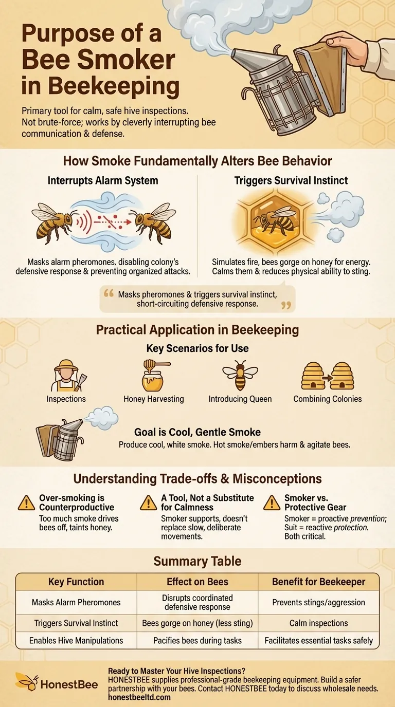 Qual é o propósito de um defumador de abelhas na apicultura? Garanta Inspeções de Colmeia Calmas e Seguras Guia Visual