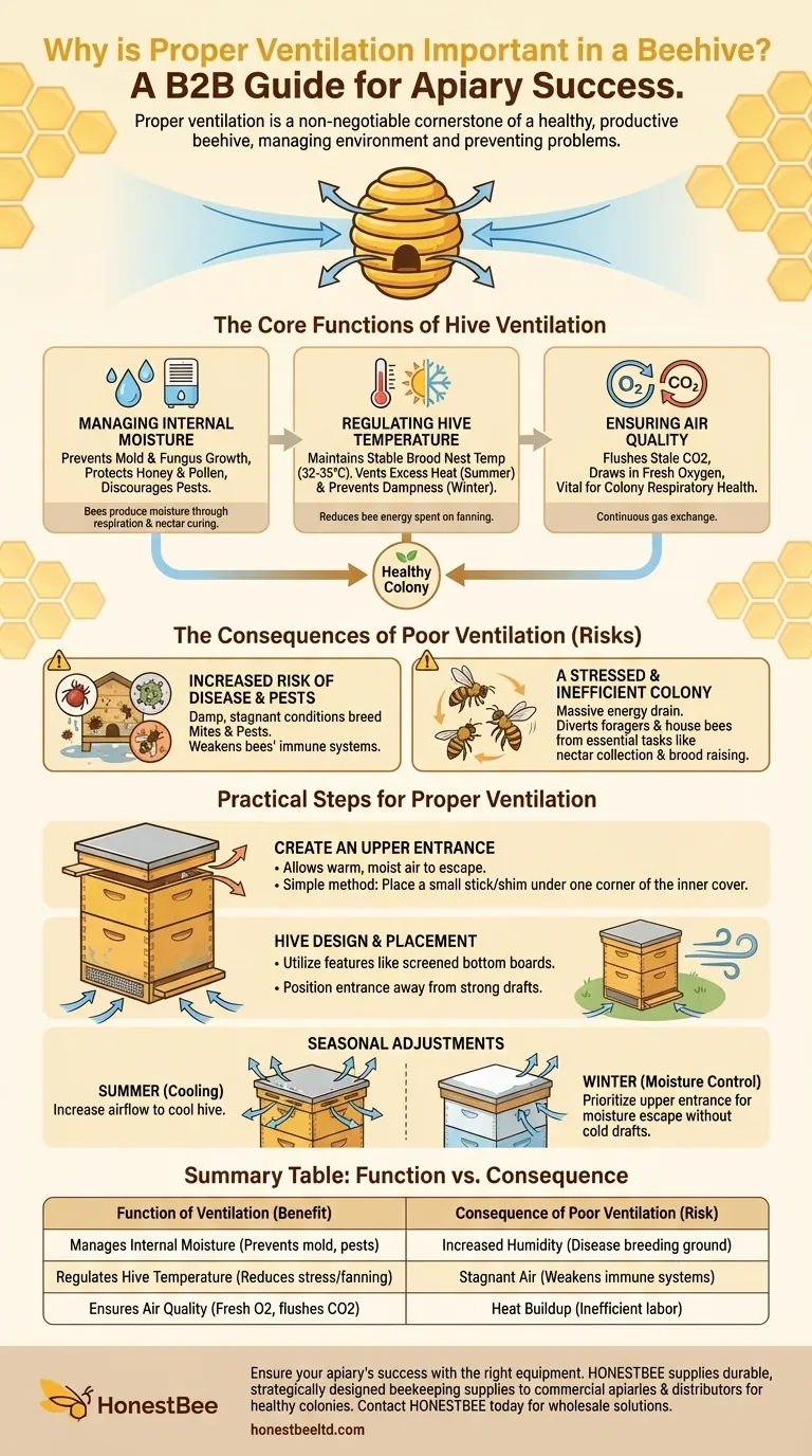 Why is proper ventilation important in a beehive? Prevent Mold, Regulate Temperature, and Boost Colony Health Visual Guide