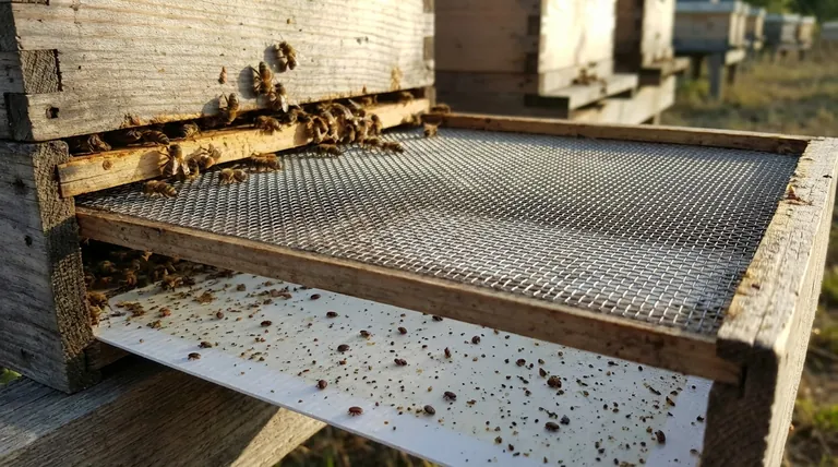 How does wire mesh help control varroa mite infestations? A Beekeeper's Guide to Passive Mite Control
