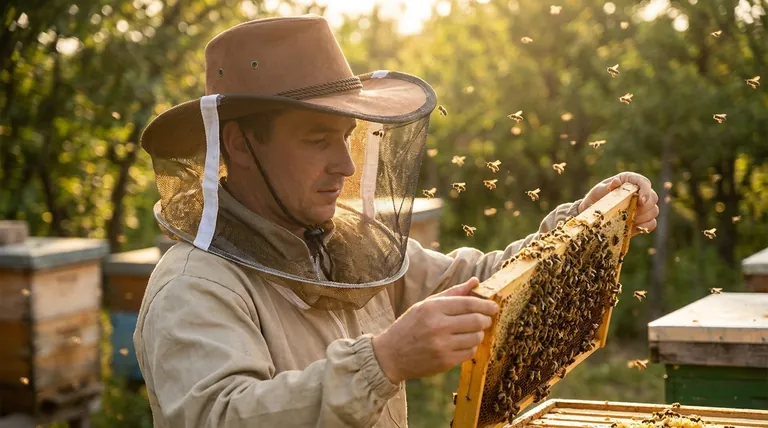 How does the beekeeping veil ensure safety against bee stings? A Guide to Confident Hive Work