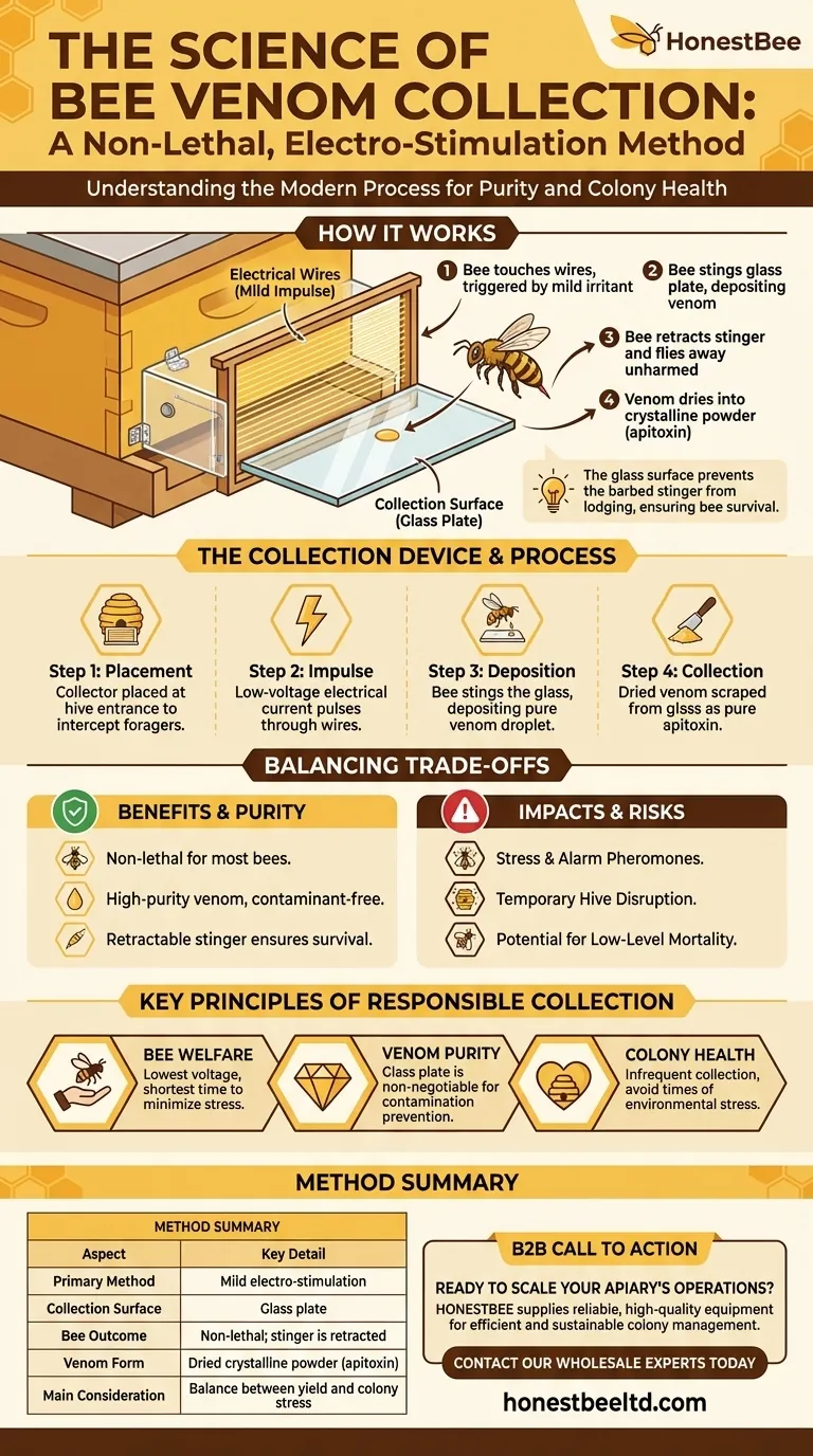 Какой метод используется для сбора яда медоносных пчел? Руководство по современной, нелетальной экстракции Визуальное руководство