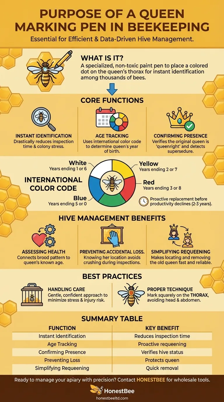 What is the purpose of a queen marking pen in beekeeping? Essential for Efficient Hive Management Visual Guide