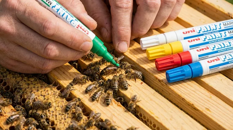 What colors are used to mark queen bees based on the year number? A Simple Guide to the International Color Code