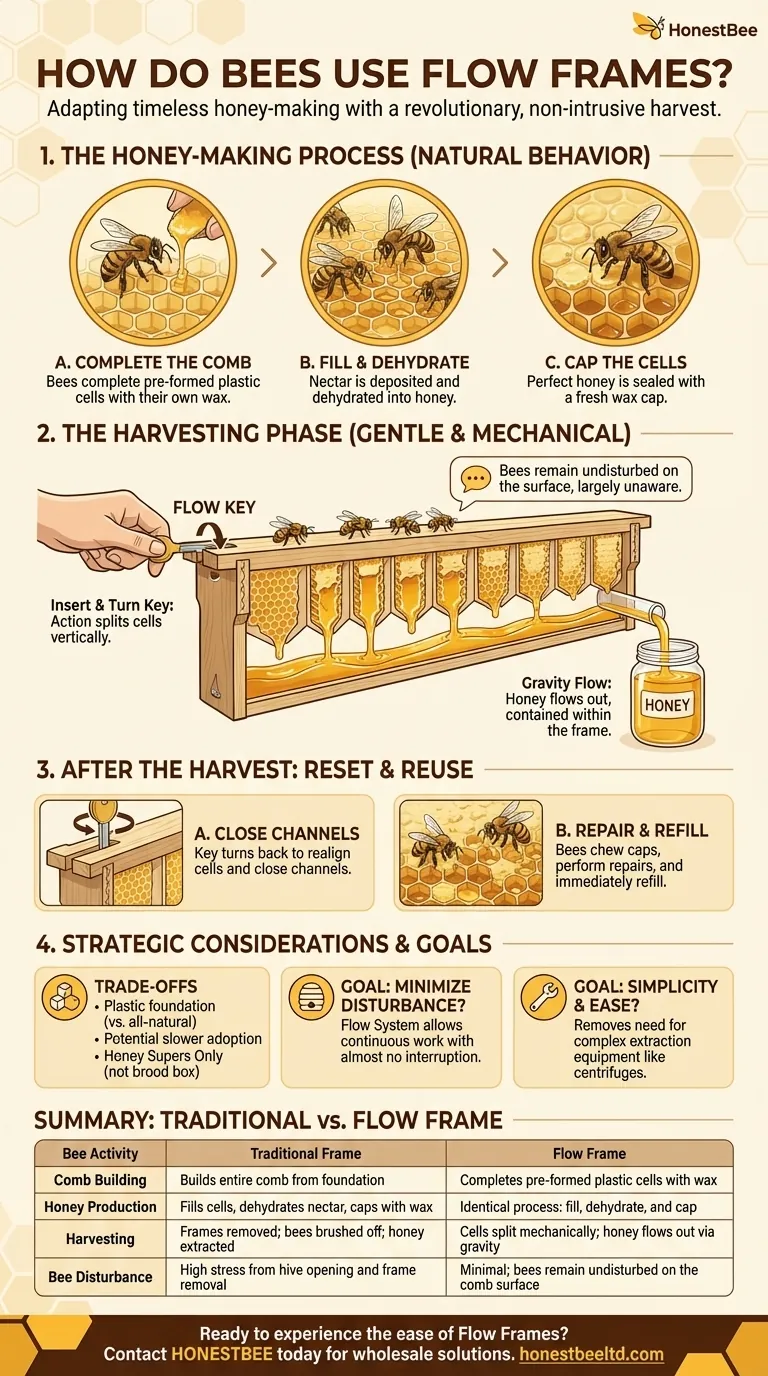 How do bees use Flow Frames? A Guide to Stress-Free Honey Harvesting Visual Guide