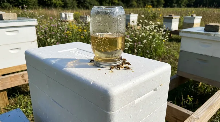 What built-in detail do many 5-frame nuc boxes have on the lid? A Guide to Efficient Hive Top Feeding