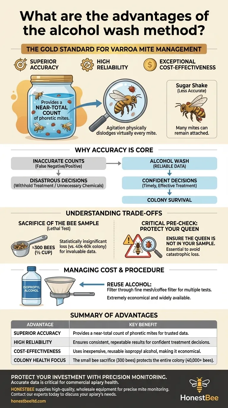 What are the advantages of the alcohol wash method? Achieve Gold Standard Varroa Mite Monitoring Visual Guide