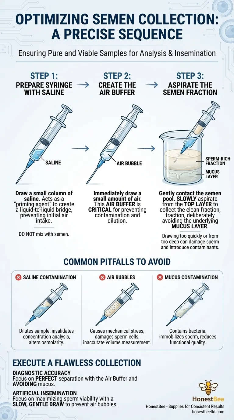 Que passos garantem a coleta adequada de sêmen de cada carga? Domine a Técnica Tamponada para Amostras Viáveis Guia Visual