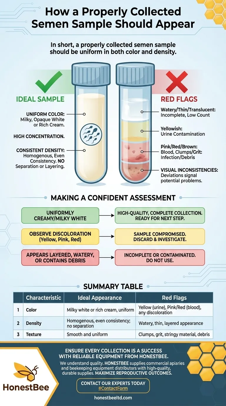 과정이 완료되었을 때 수집된 정액은 어떻게 보여야 합니까? 고품질 번식 성공 보장 시각적 가이드