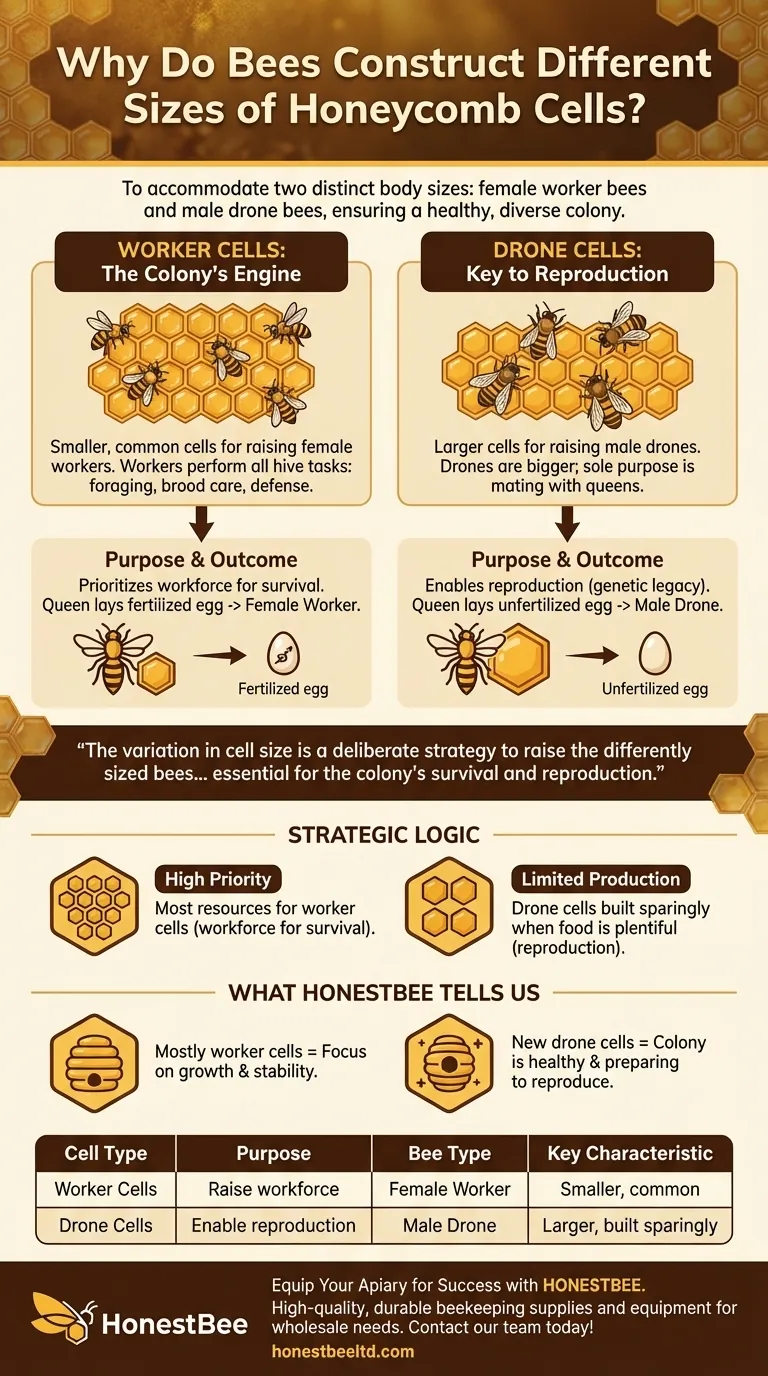 Why do bees construct different sizes of honeycomb cells? To Raise a Healthy, Diverse Colony Visual Guide