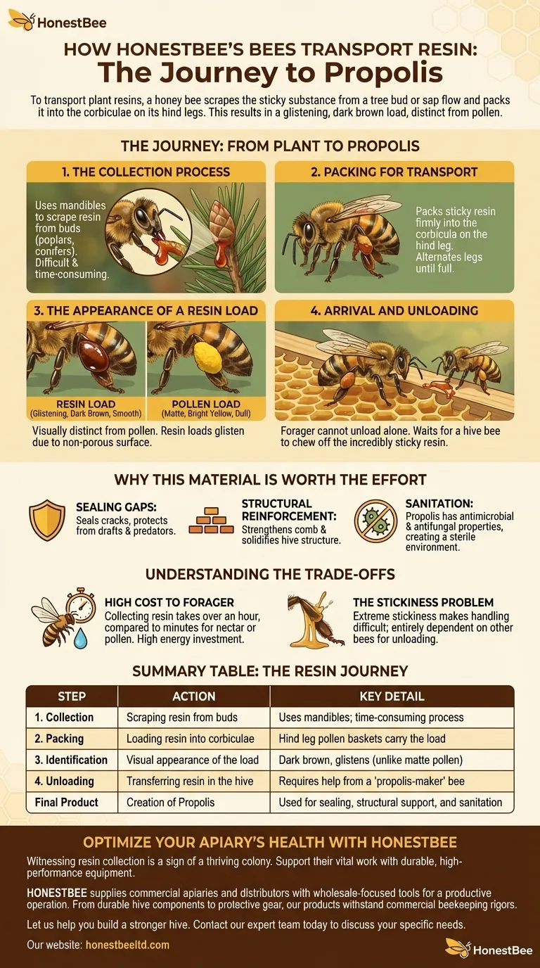 How do honey bees transport the resins back to the hive? Unpacking the Laborious Journey to Propolis Visual Guide