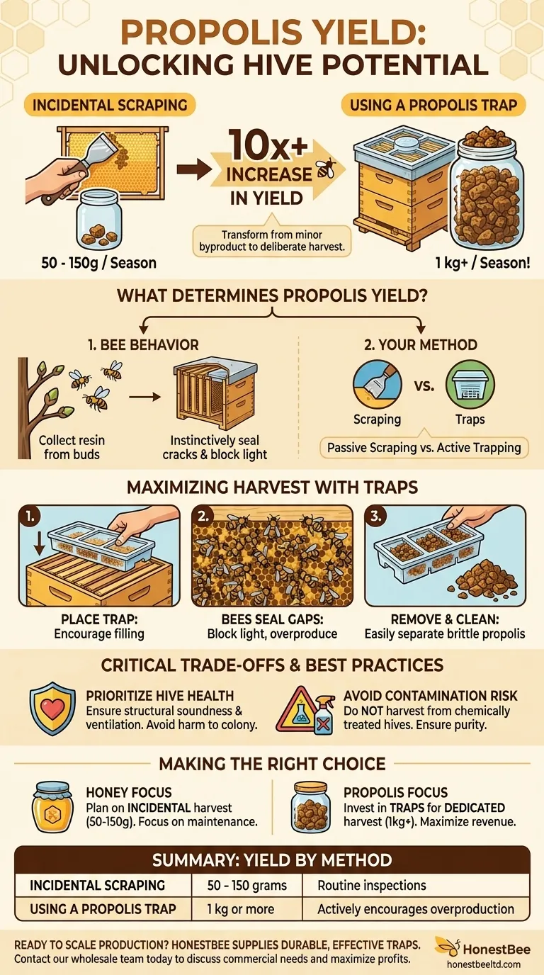 How much propolis can be collected from a single hive? Unlock Yields from 50g to 1kg+ Visual Guide