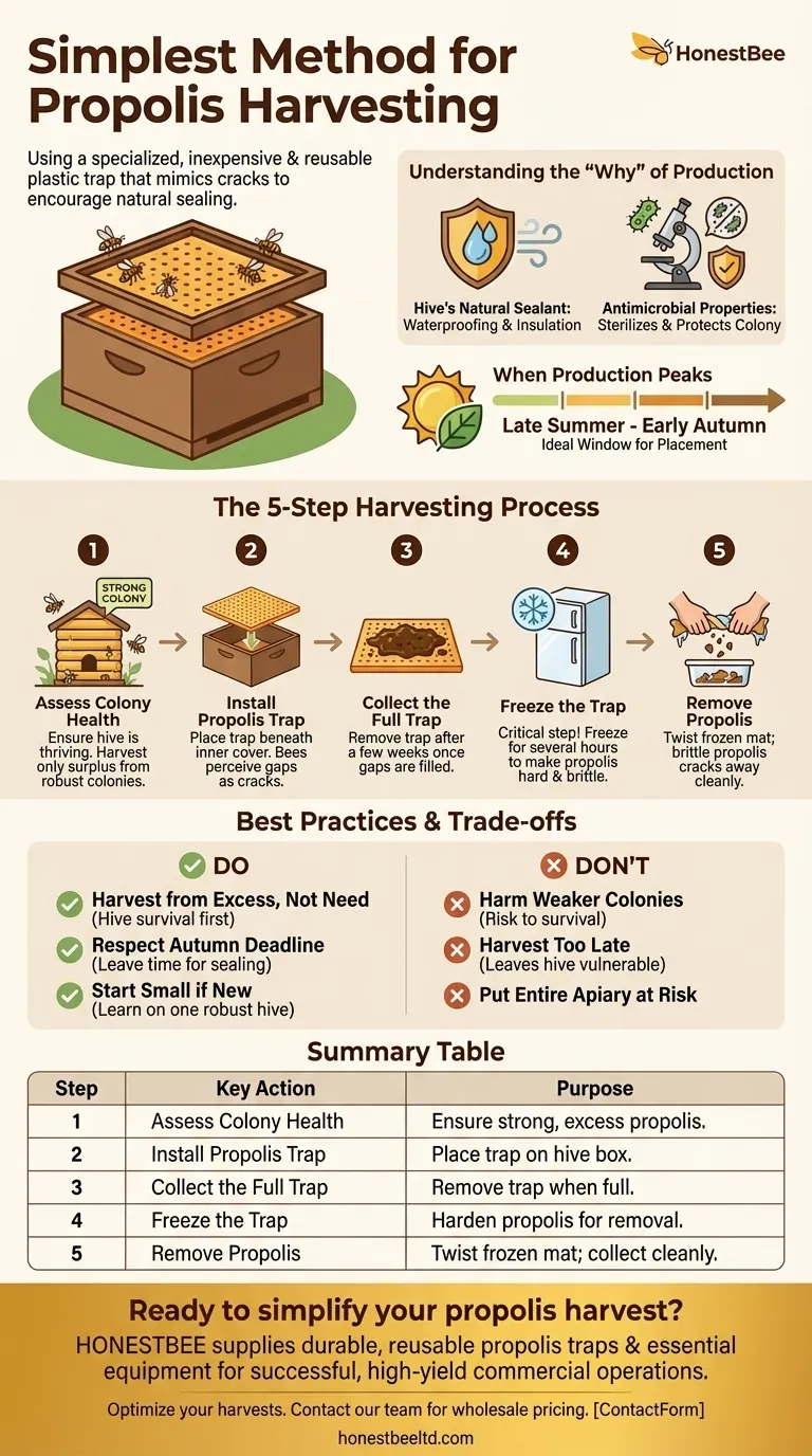 What is the simplest method to harvest propolis? Use a Propolis Trap for a Clean, Easy Harvest Visual Guide