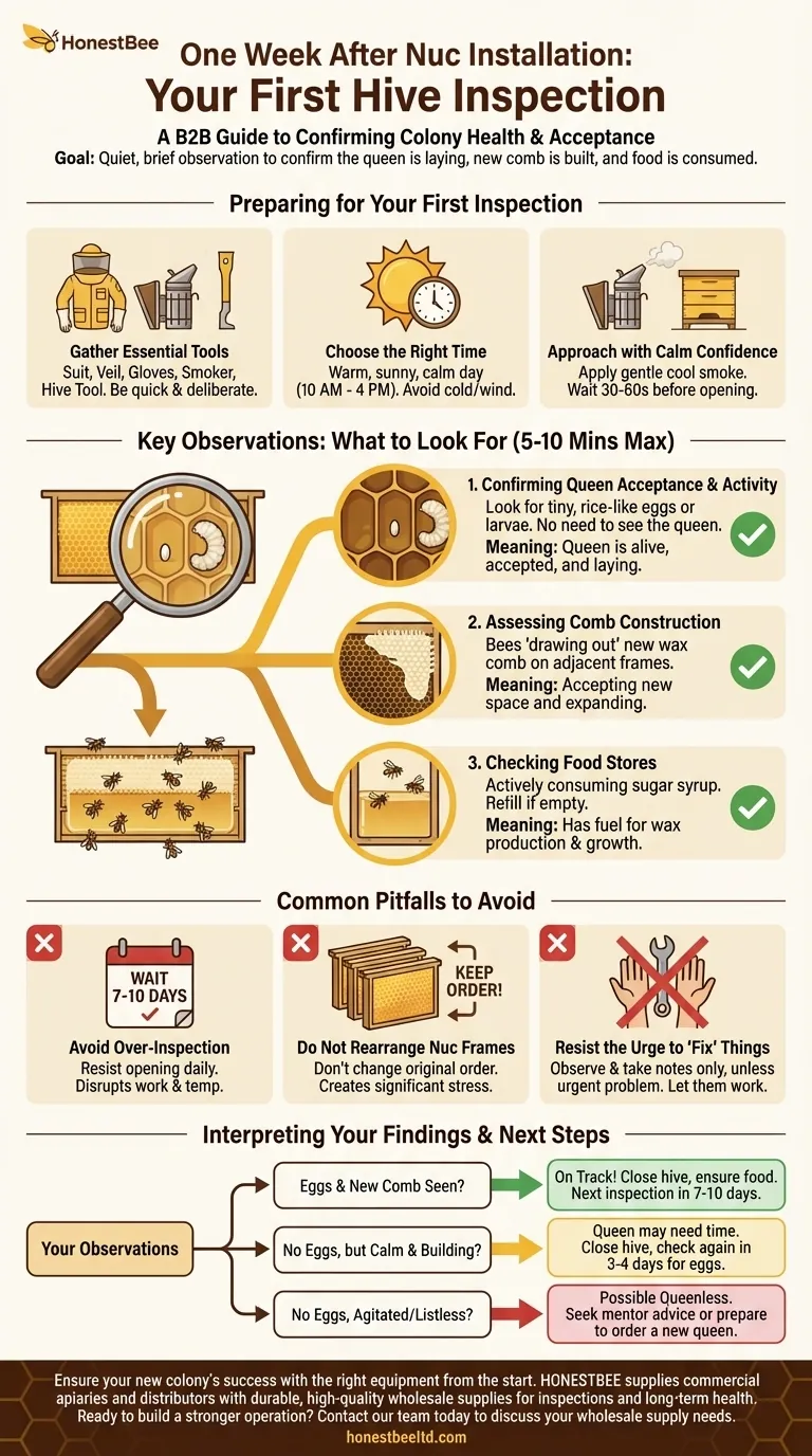 ¿Qué se debe hacer una semana después de instalar el núcleo? Su guía para la primera inspección de la colmena Guía Visual
