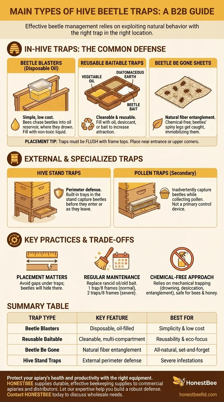 What are the main types of hive beetle traps available? A Beekeeper's Guide to Effective Control Visual Guide