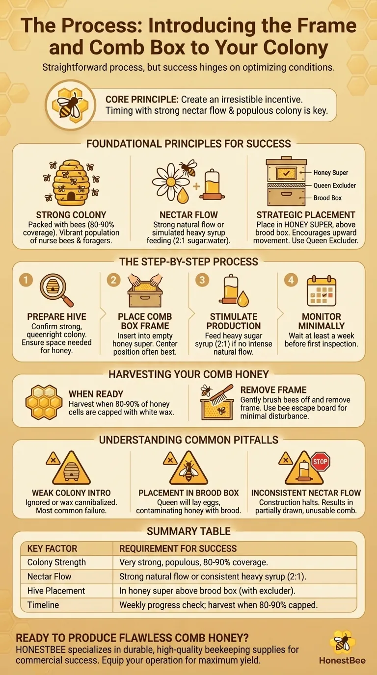벌집 프레임과 상자를 군집에 도입하는 과정은 무엇인가요? 완벽한 꿀집 생산을 위한 안내서 시각적 가이드
