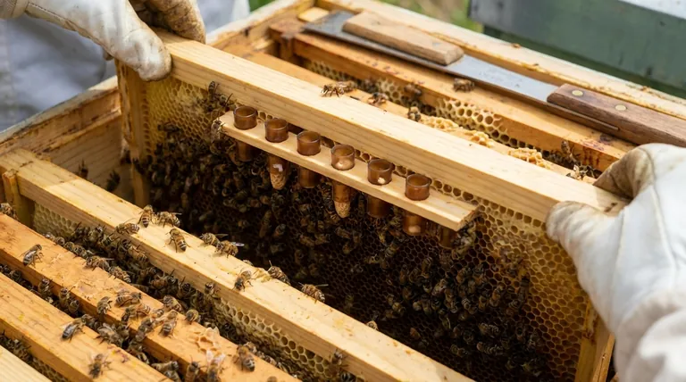 How are the queen cells raised after removing the plugs? Master the Art of Queen Rearing