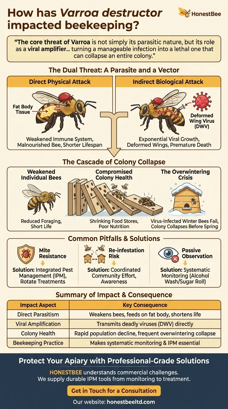 How has Varroa destructor impacted beekeeping? The Dual Threat to Bee Health and Colony Survival Visual Guide
