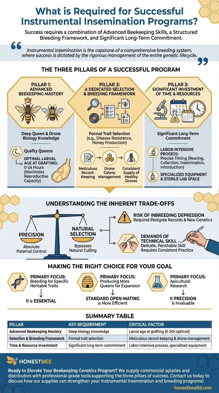 What is required for successful instrumental insemination programs? Master Advanced Beekeeping Genetics Visual Guide