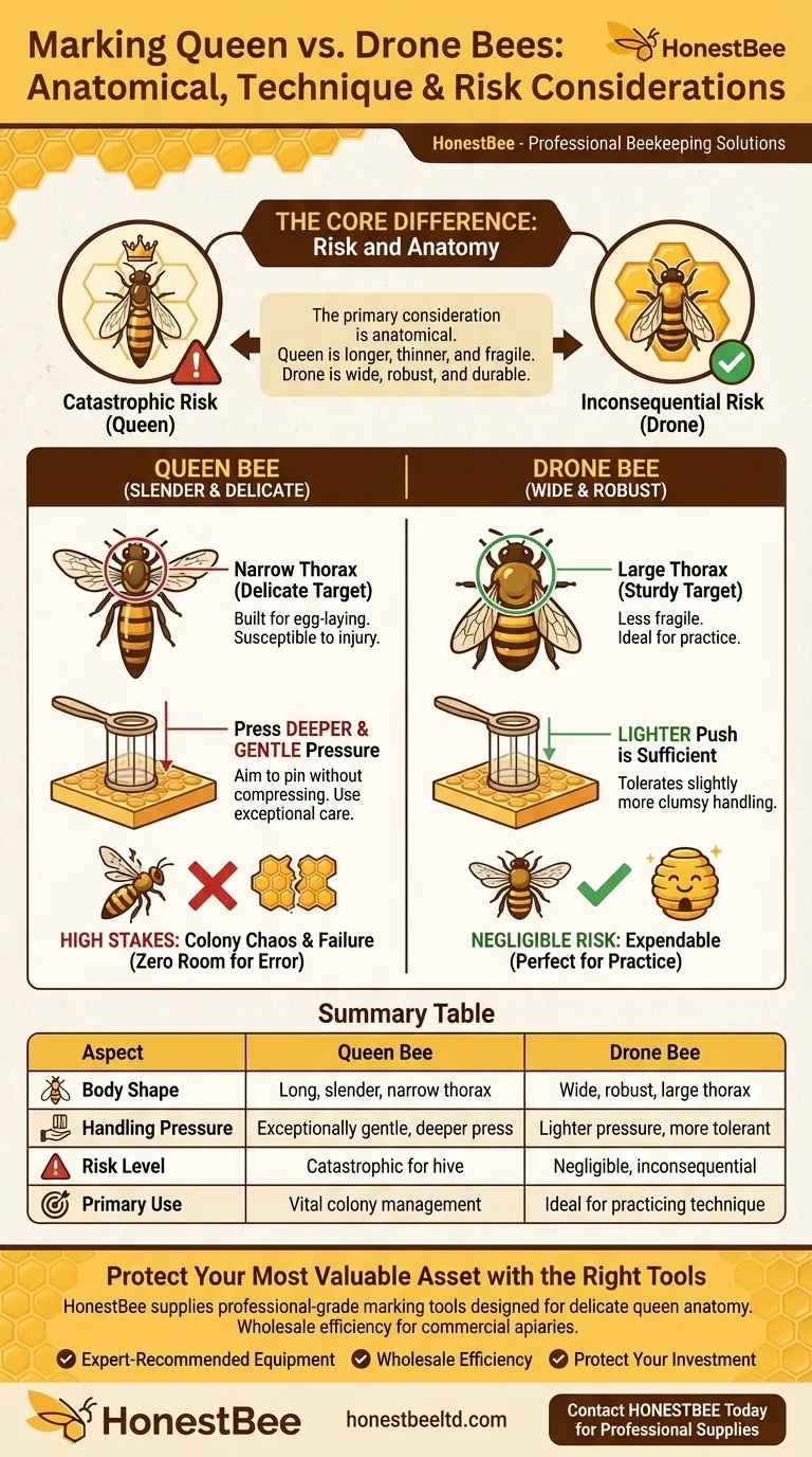What should you consider when marking a queen compared to a drone? Mastering the Critical Technique for Hive Health Visual Guide