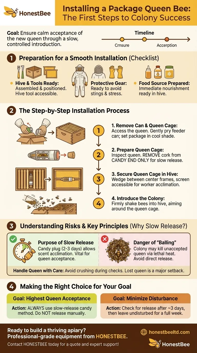Was ist der erste Schritt bei der Installation einer Paket-Bienenkönigin? Gewährleisten Sie einen reibungslosen und erfolgreichen Start des Bienenstocks Visuelle Anleitung