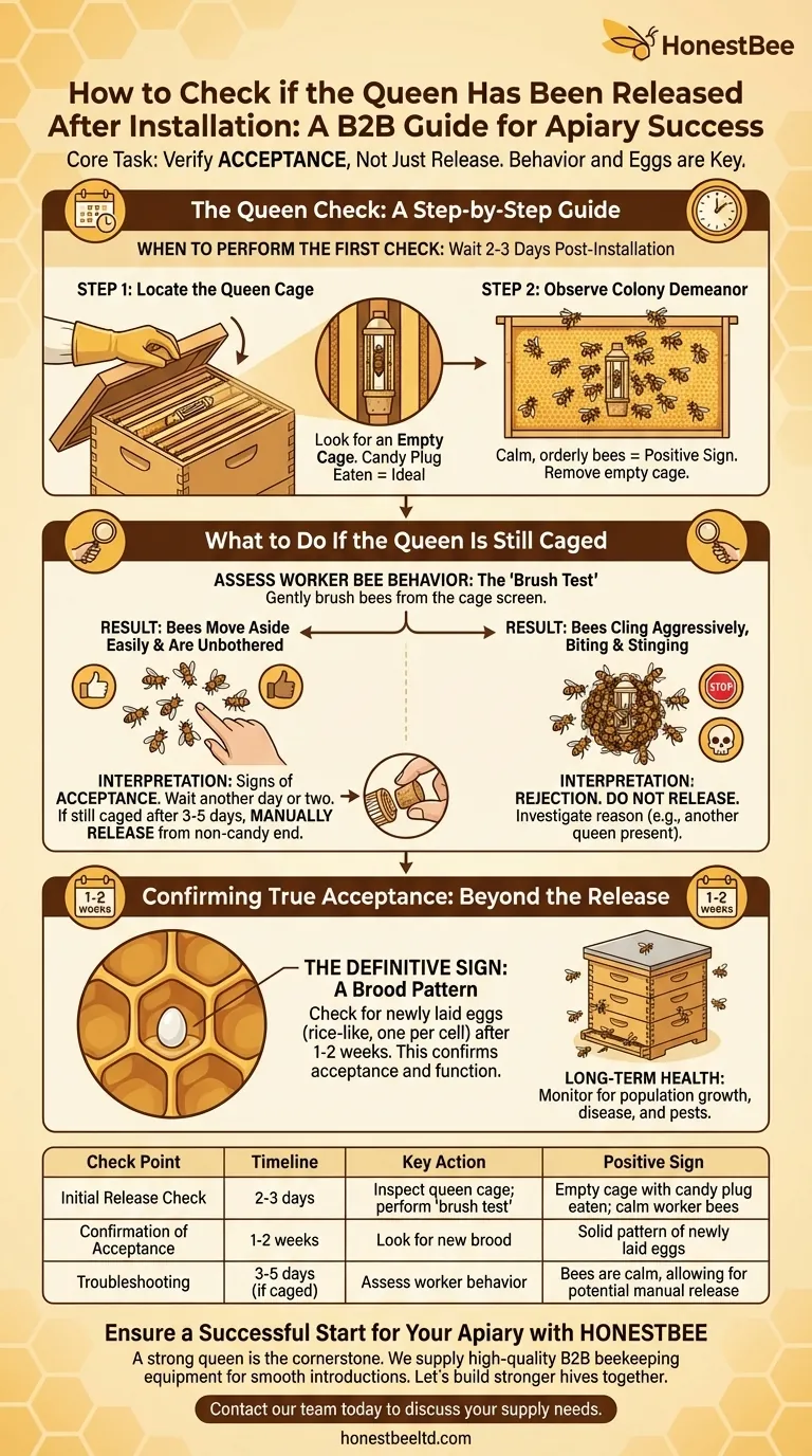 Come si verifica se l'ape regina è stata rilasciata dopo l'installazione? Una guida per una introduzione di successo della regina Guida Visiva