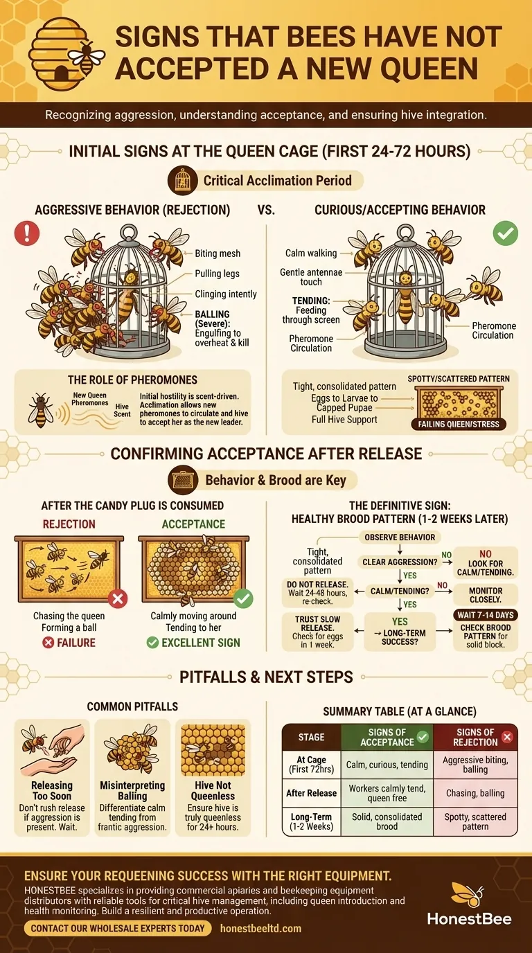 What are signs that bees have not accepted a new queen? Spot Rejection Early to Protect Your Hive Visual Guide