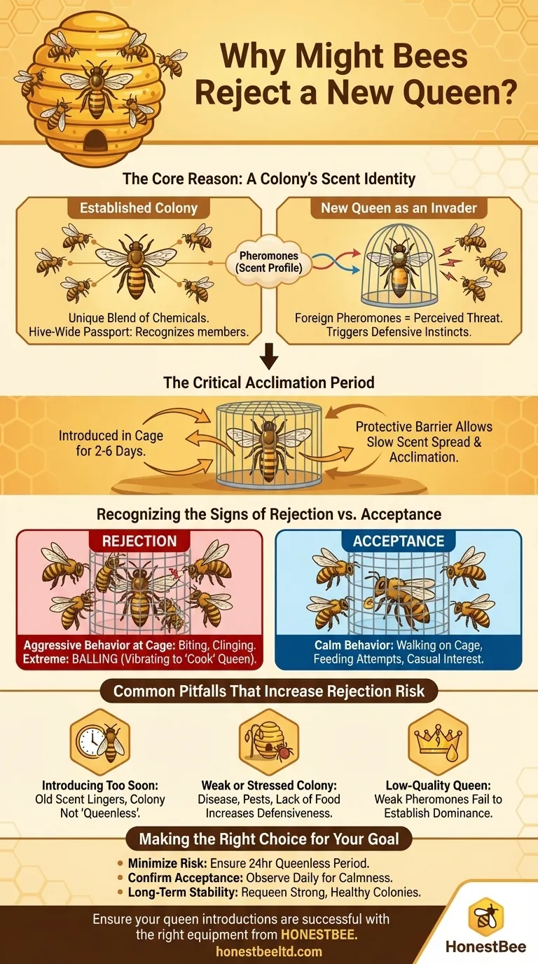 Why might bees reject a new queen? A Guide to Successful Queen Introduction Visual Guide