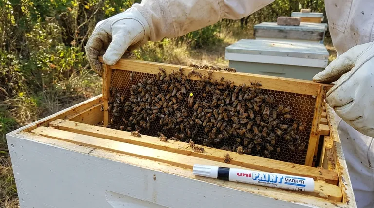 How does a marked queen help with swarm identification? Achieve Instant, Certain Swarm Diagnosis