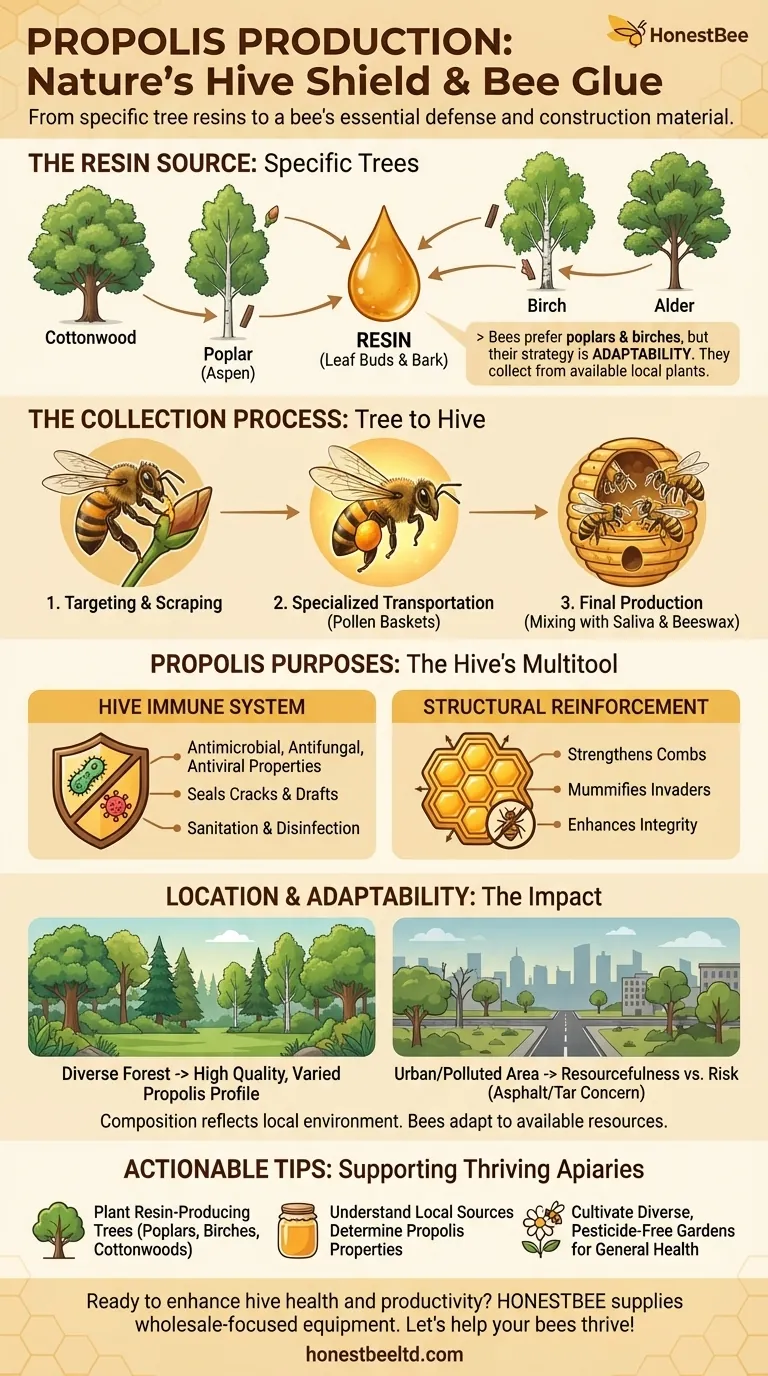 What trees do honey bees collect resins from? Discover the Key Sources for Healthy Hives Visual Guide