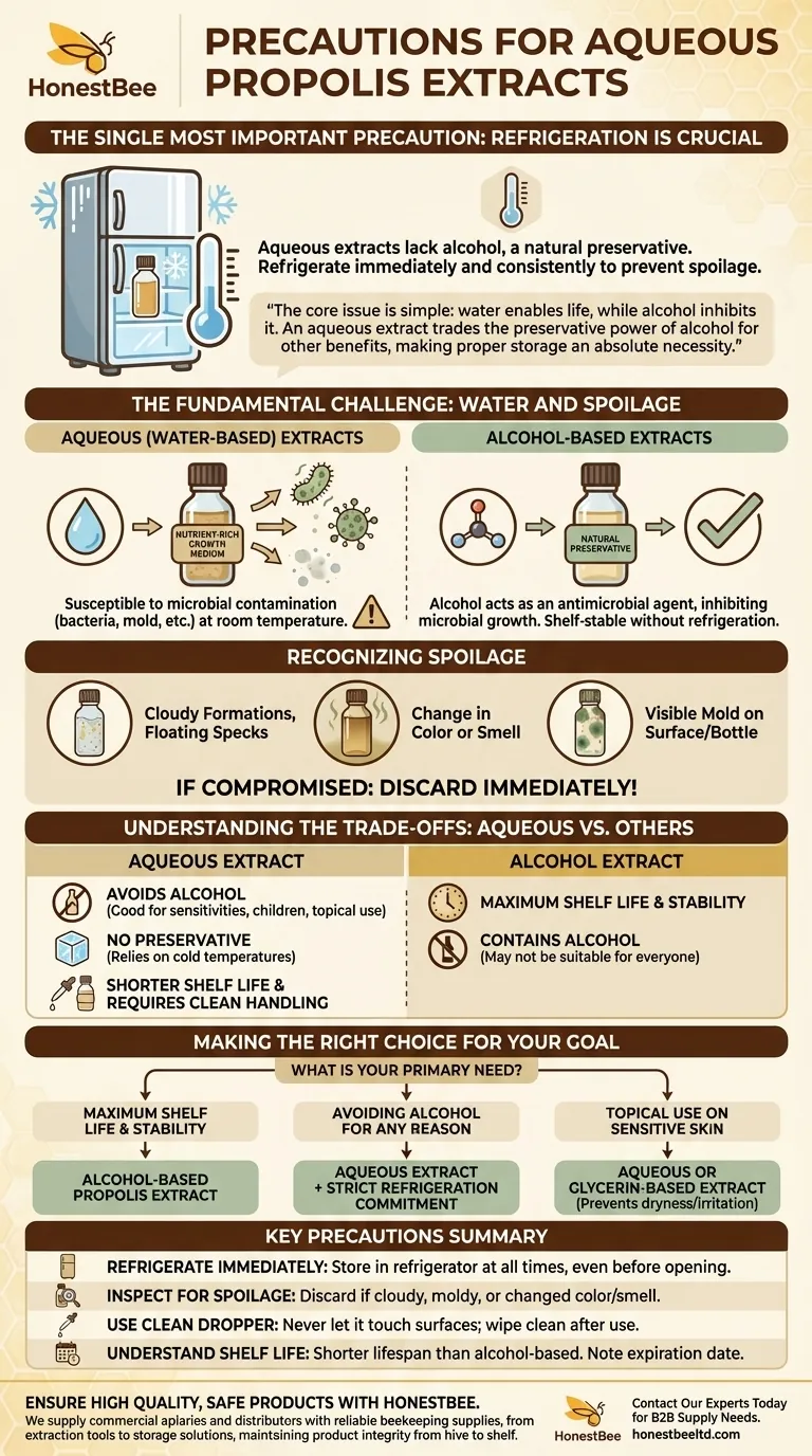 What precautions should be taken with aqueous propolis extracts? Essential Storage Guide for Safety Visual Guide
