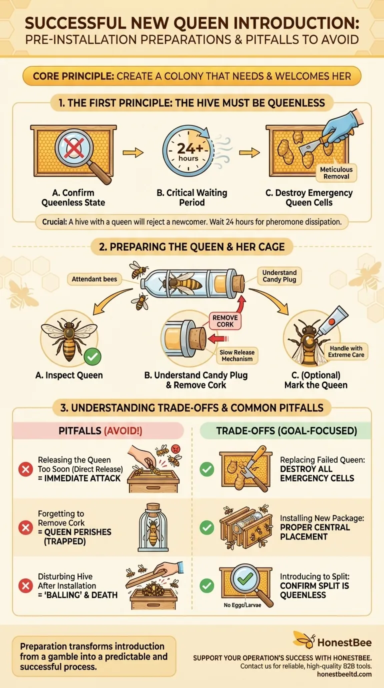 Quali preparativi pre-installazione sono necessari prima di introdurre una nuova ape regina? Garantire un'introduzione fluida e di successo Guida Visiva