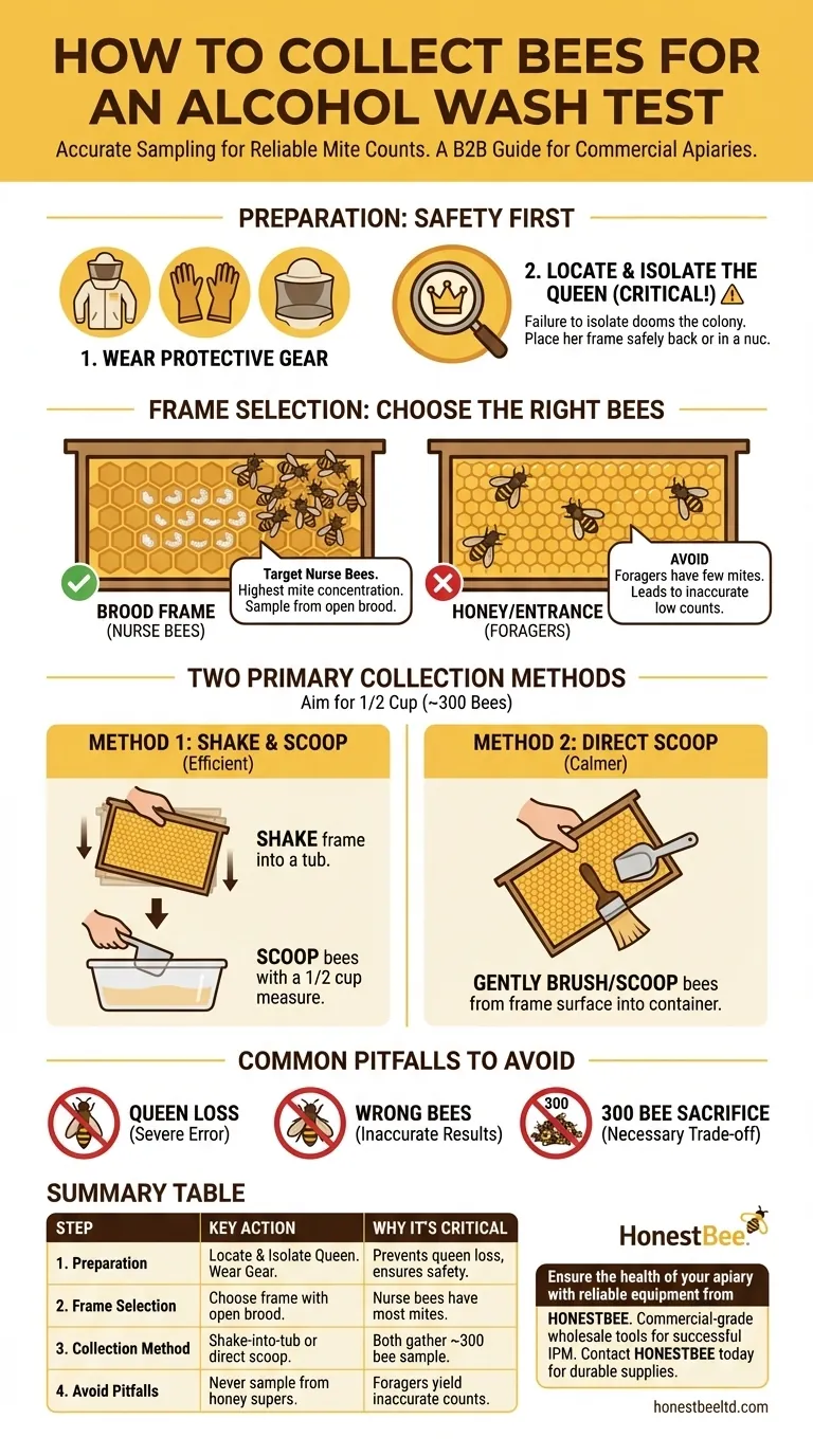 How are bees collected for an alcohol wash test? A Step-by-Step Guide to Accurate Varroa Mite Sampling Visual Guide
