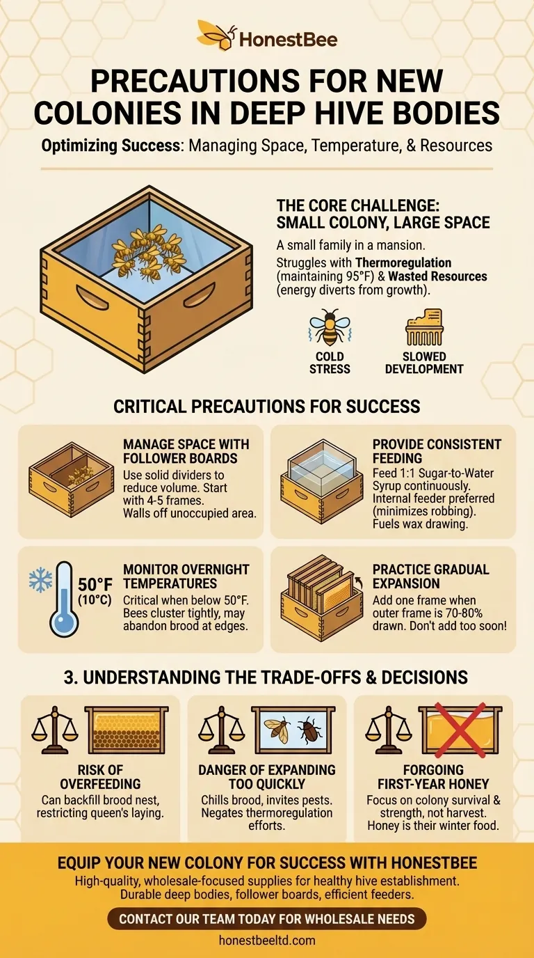Que precauções devem ser tomadas ao usar uma caixa de colmeia profunda para uma nova colónia? Garanta o Sucesso da Sua Nova Colónia Guia Visual