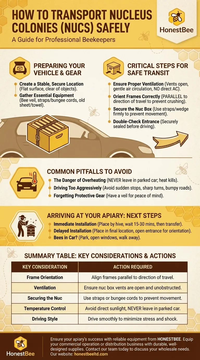 How should nucleus colonies be transported? Secure Your Bees for a Safe Journey Visual Guide